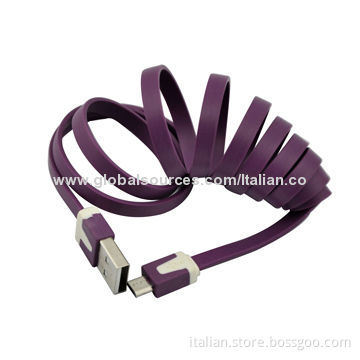 Slim Flat Shape Micro USB Data and Charging Cable with 2M Length, Easy to Use and Take